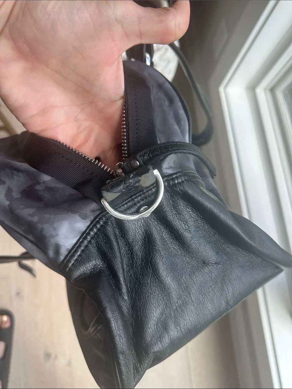 lululemon athletica Gray Camo Dome Tote with Black Handles